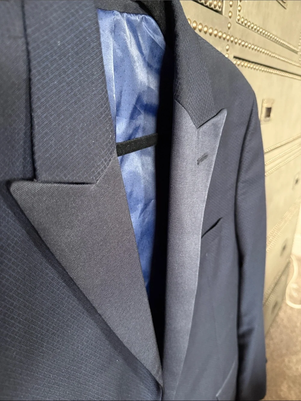 40S Alfani Men's Dark Navy Textured Tuxedo Suit